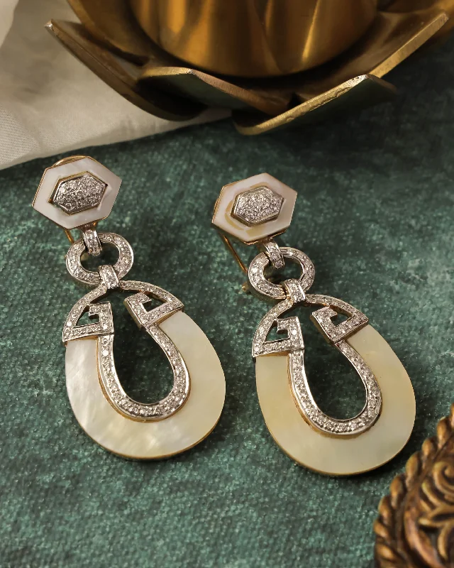 Elegant Vintage Earrings-Elegant Vintage Earrings-Diamond Long Earrings