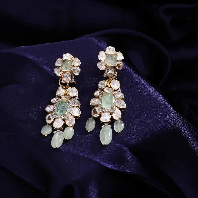 Multi-Layered Earrings-Multi-Layered Earrings-Parnita Polki And Diamond Long Earrings