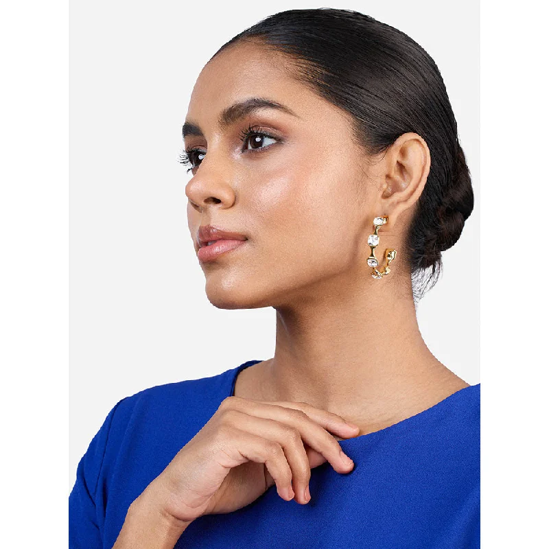 Bridal Earrings-Bridal Earrings-Isharya Moss Contrast Hoop Earrings In 18KT Gold and Signature Colored Plating