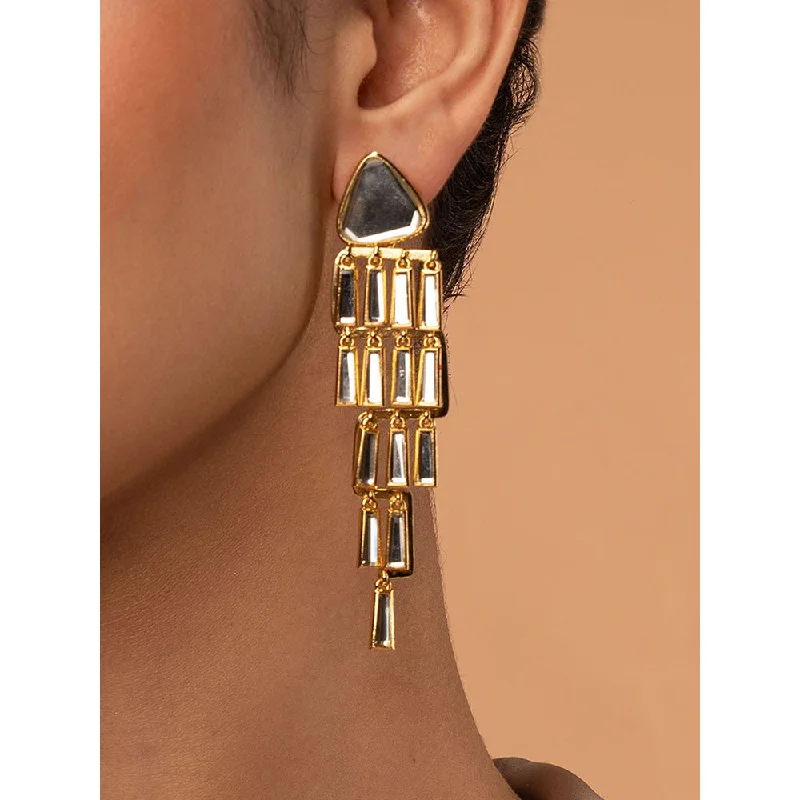 Colorful Earrings for Summer-Colorful Earrings for Summer-Isharya Fete Mirror Waterfall Earrings In 18Kt Gold Plated