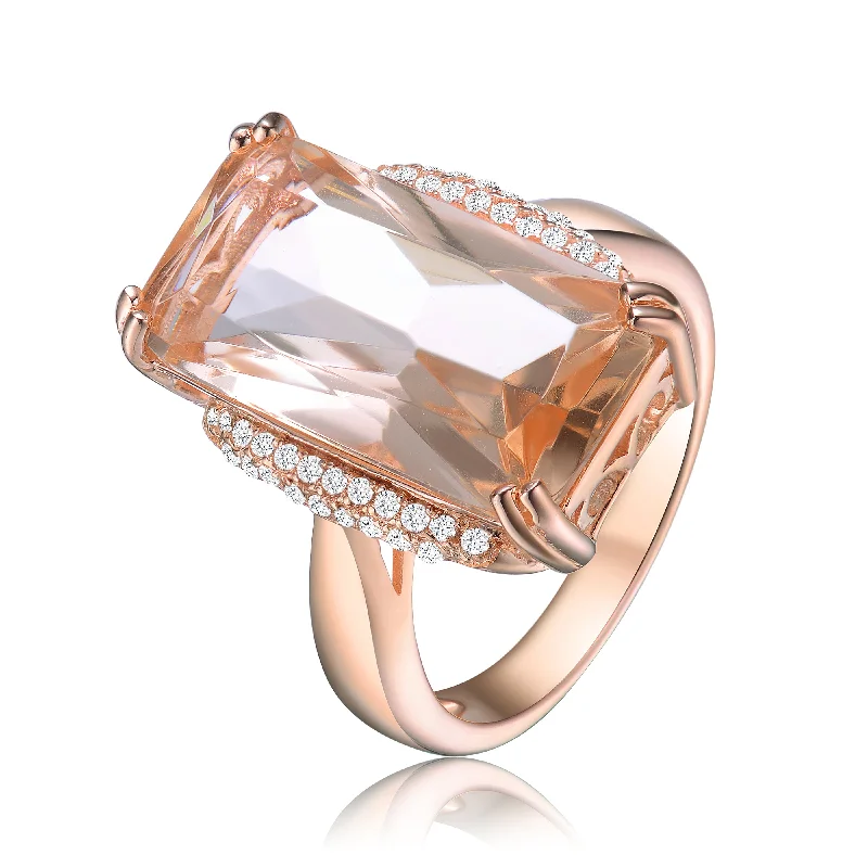 Art Deco Diamond Ring-Artistic Earrings-Isabelle Solitaire Accented Champagne Cocktail Ring