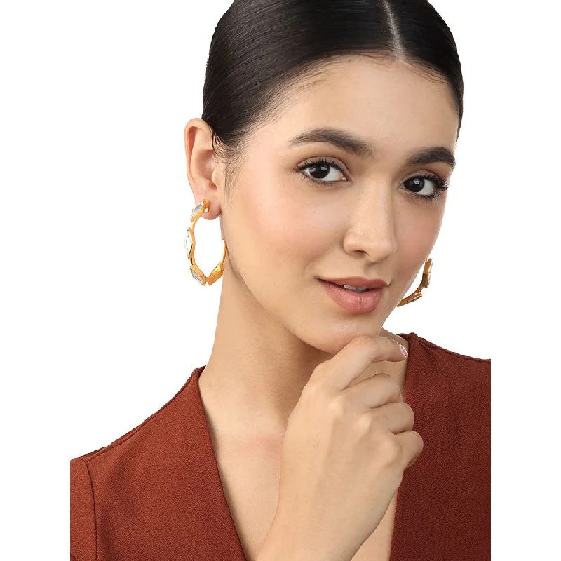 Geometric Shape Earrings-Geometric Shape Earrings-Isharya Lumen Mirror Hoop Earrings In 18Kt Gold Plated