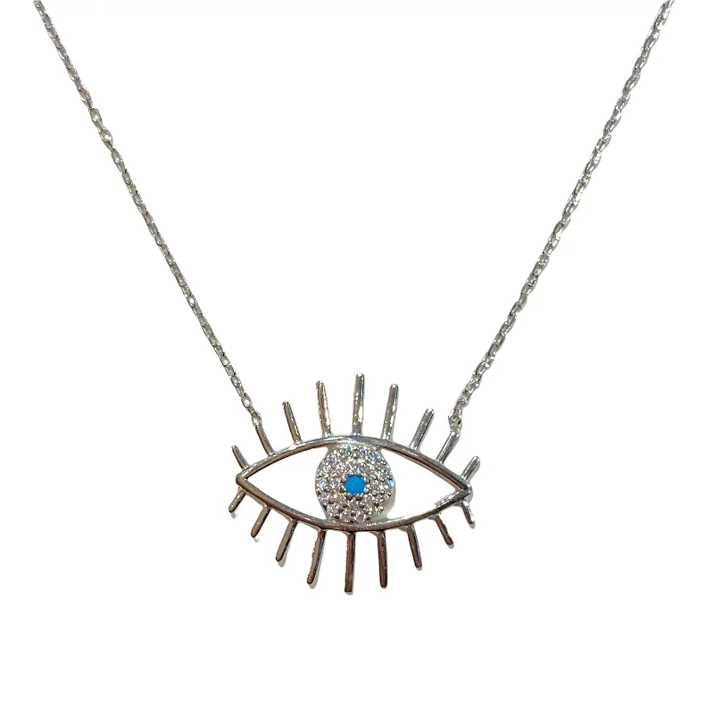 Bohemian Pendant Necklace-Elegant Gold Earrings-Evil Eye Long Lash Necklace