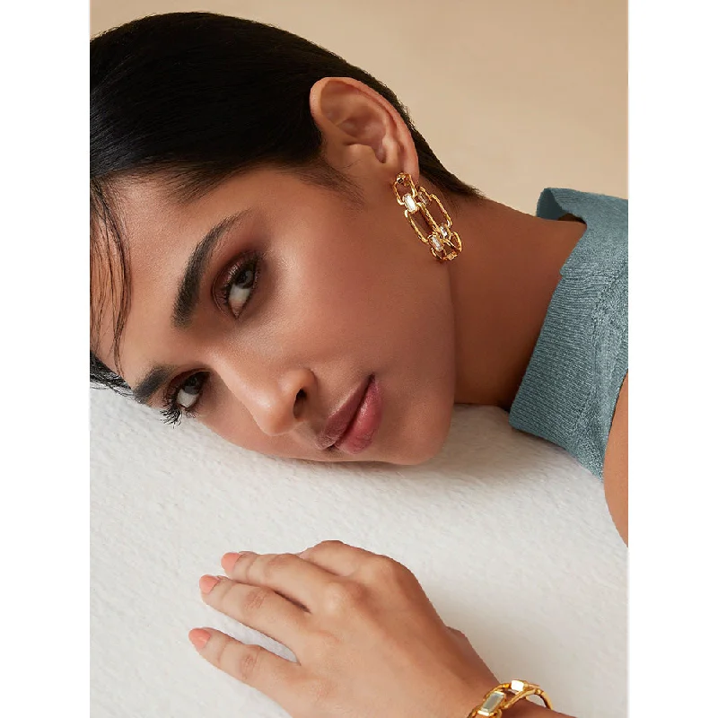 Gold Hoop Earrings-Gold Hoop Earrings-Isharya Connect Hoop Earrings In 18KT Gold Plated