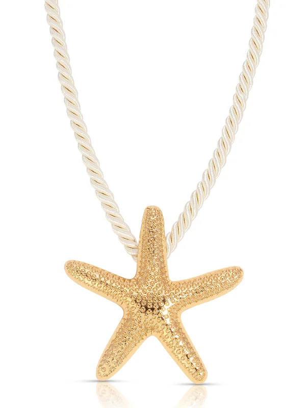 Simple Chain Necklace-Elegant Wedding Earrings-Starfish Statement Pendant Necklace