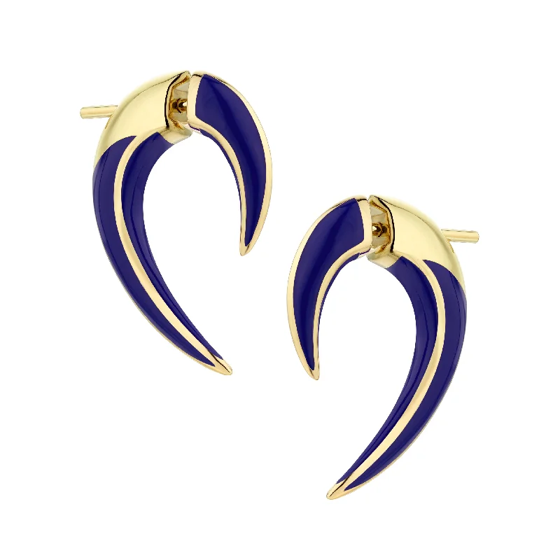 Luxury Pearl Earrings-Luxury Pearl Earrings-Sabre Solis Talon Earrings - Yellow Gold Vermeil & Atlantic Ceramic