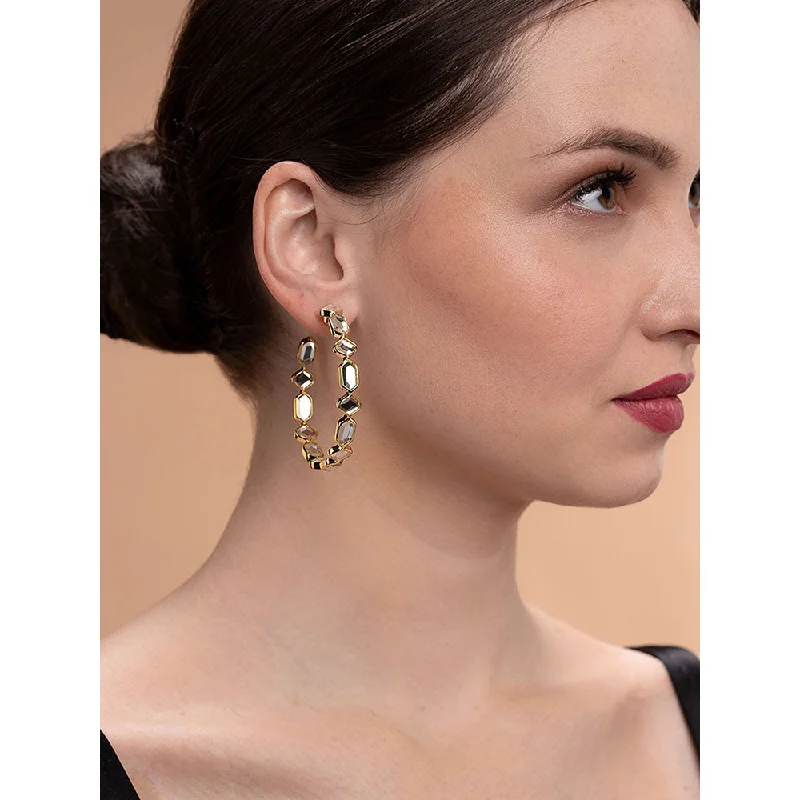 Sweetheart Earrings-Sweetheart Earrings-Isharya Amara Mirror Cupola Hoop Earrings in 18kt Gold Plated