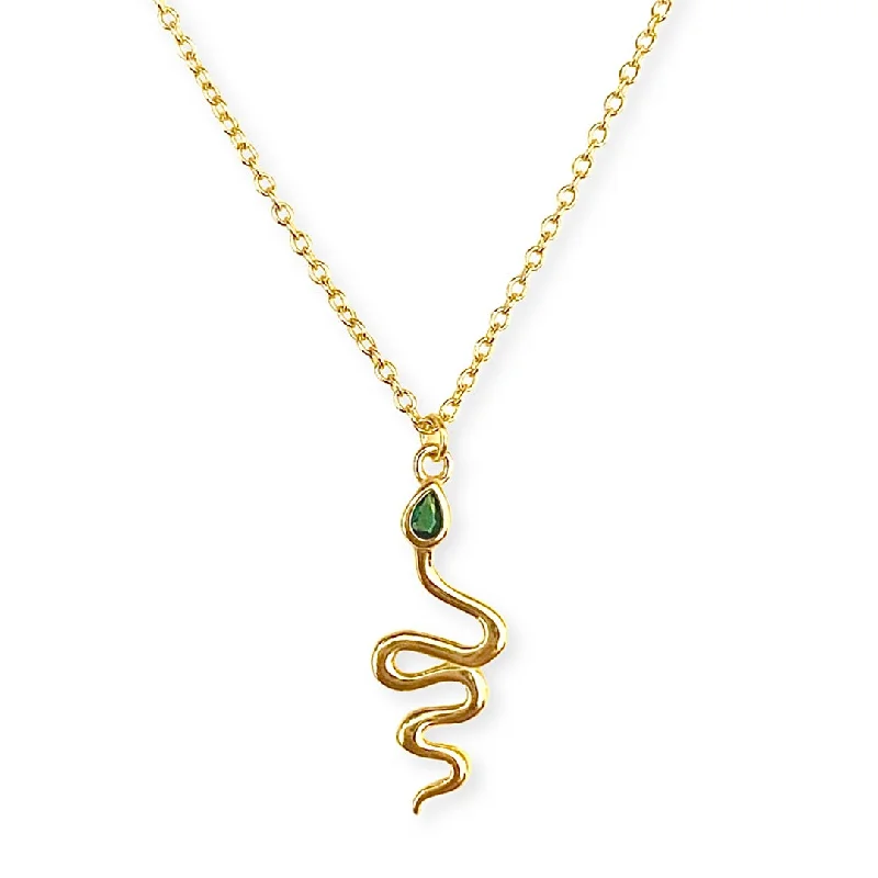 Heart Pendant Necklace for Women-Trendy Earrings for Young Women-Sassy Snake Emerald Necklace