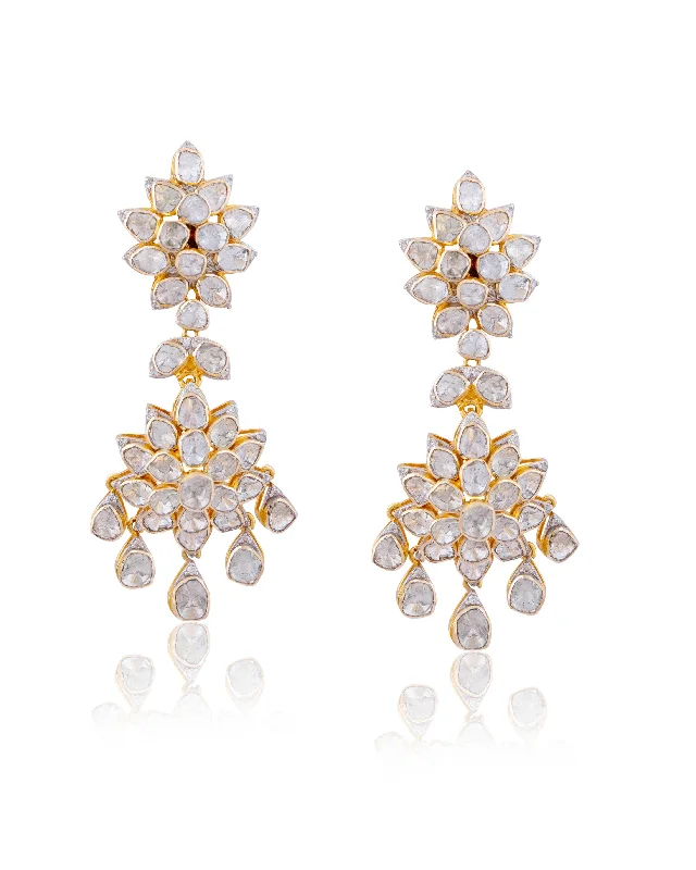 Chic Dangle Earrings-Chic Dangle Earrings-Nadiya Polki And Diamond Long Earrings