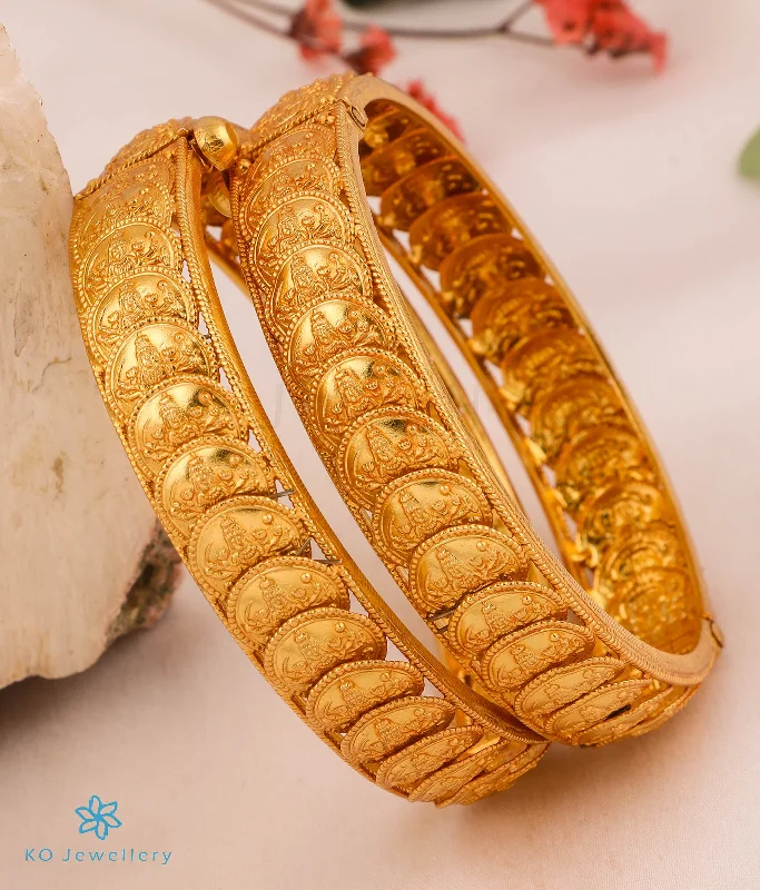 Designer Gold Bracelet-Enamel Earrings-The Kamana Silver Lakshmi Coin Bracelet (Size 2.2/2.4/2.6/2.8)