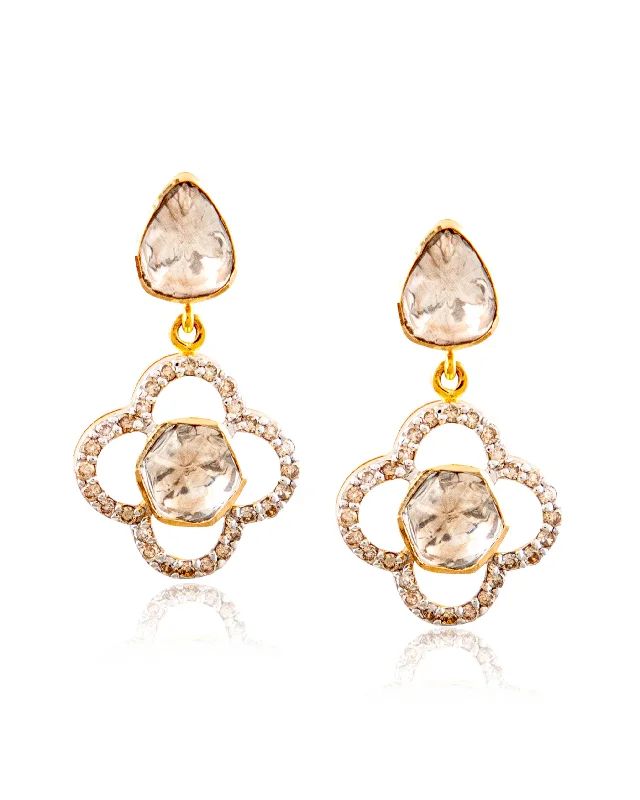 Elegant Drop Earrings-Elegant Drop Earrings-Maitreyi Polki And Diamond Long Earrings