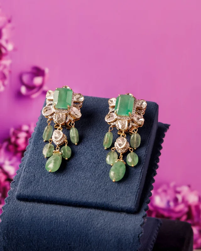 Trendy Earrings for Young Women-Trendy Earrings for Young Women-Sandhya Polki And Diamond Long Earrings