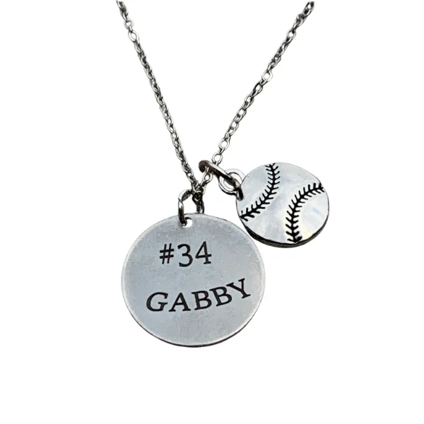 Sterling Silver Pendant Necklace-Classic Pearl Earrings-Personalized Engraved Softball Necklace - Pick Charm