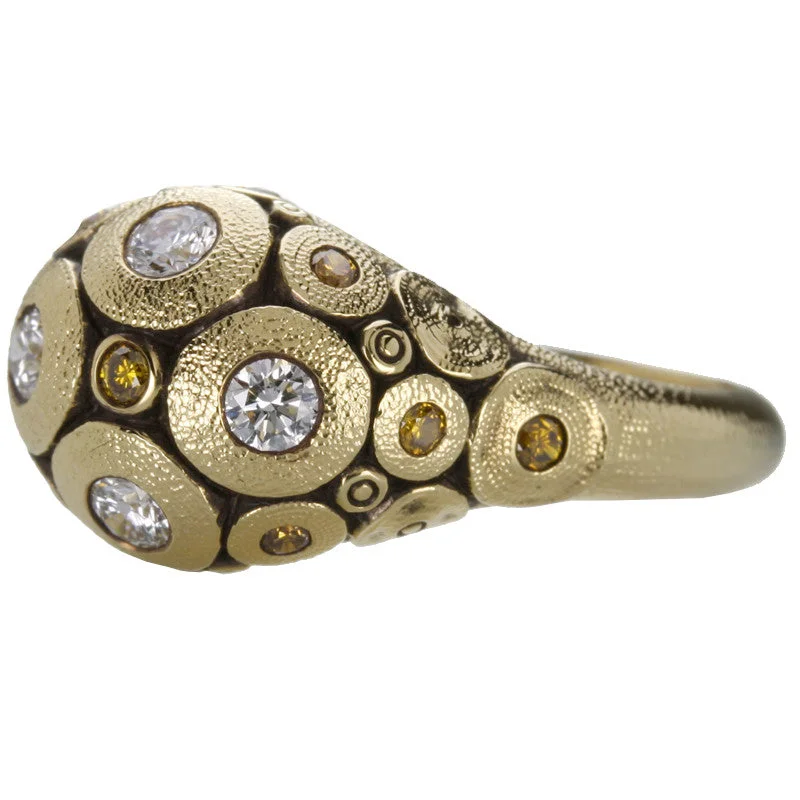 Wedding Ring with Colored Gemstones-Simple Gold Earrings-Alex Sepkus Lillies Dome Ring - R-173DDC