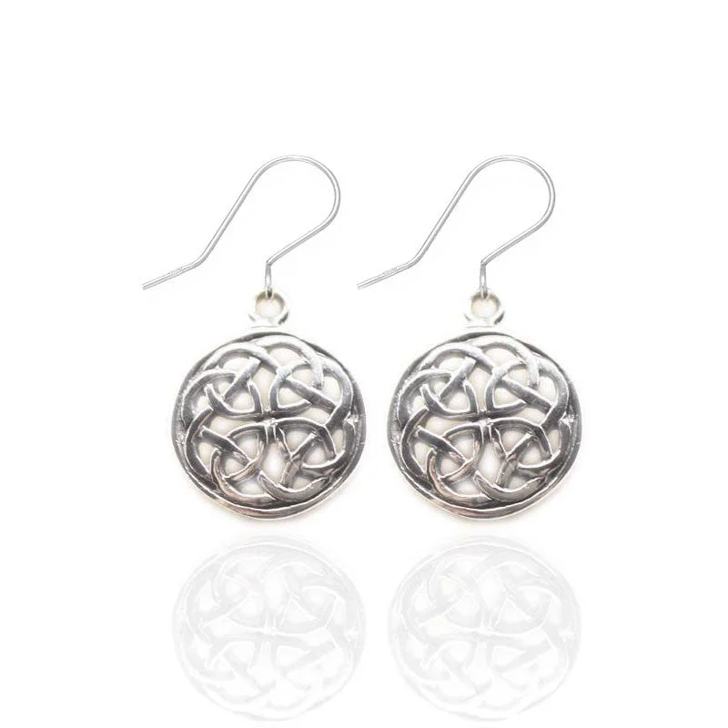 Trendy Earrings for Young Women-Trendy Earrings for Young Women-Circular Celtic Knot Earrings in Silver