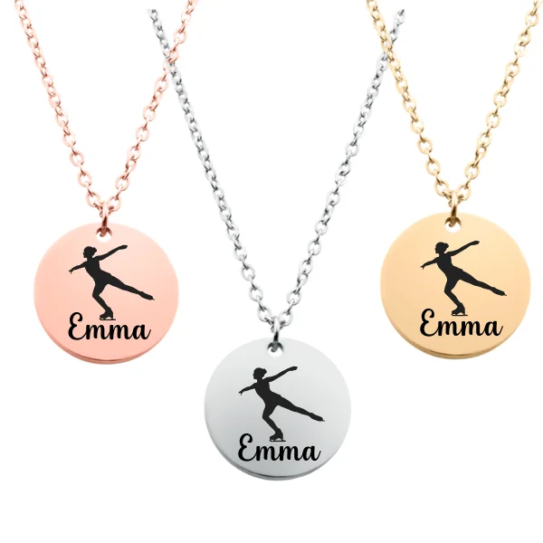 Multi-Colored Bead Necklace-Multi-Layer Earrings-Engraved Figure Skater Necklace