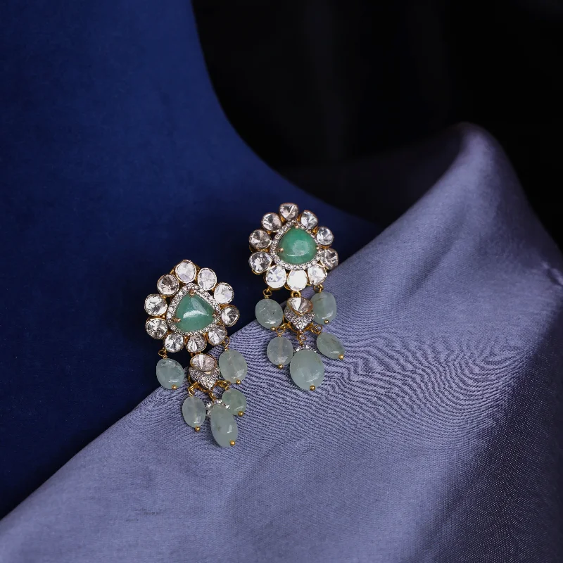 Luxury Crystal Earrings-Luxury Crystal Earrings-Chaaya Polki And Diamond Long Earrings