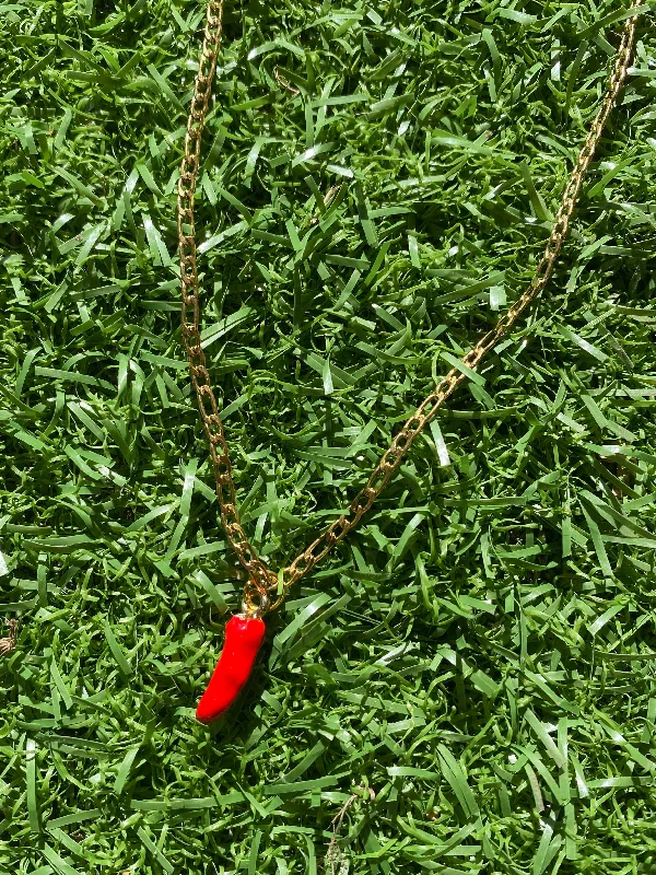 Trendy Long Necklace-Long Crystal Earrings-Hot Chilli Chain Necklace