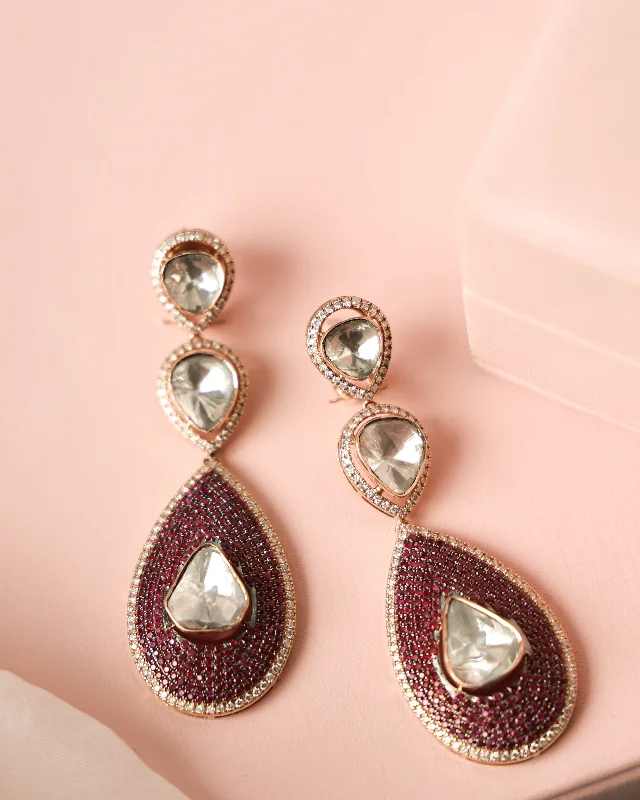 Acrylic Earrings-Acrylic Earrings-Zoha Polki And Diamond Long Earrings