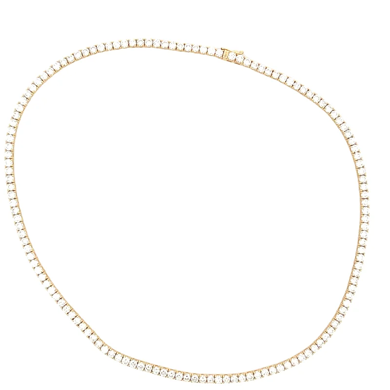 Minimalist Silver Necklace-Layered Gold Earrings-LAB GROWN ROUND DIAMONDS 15.22CTW TENNIS NECKLACE