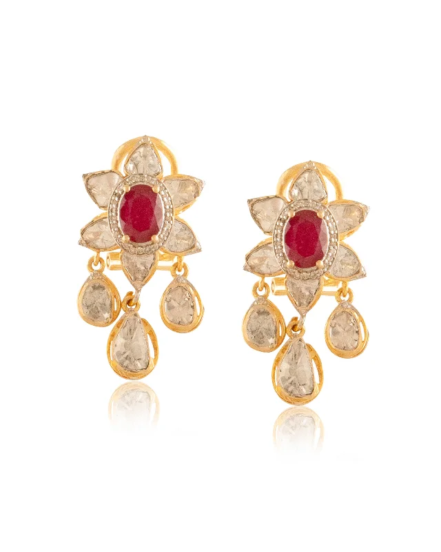 Trendy Earrings for Young Women-Trendy Earrings for Young Women-Binta Polki And Diamond Long Earrings