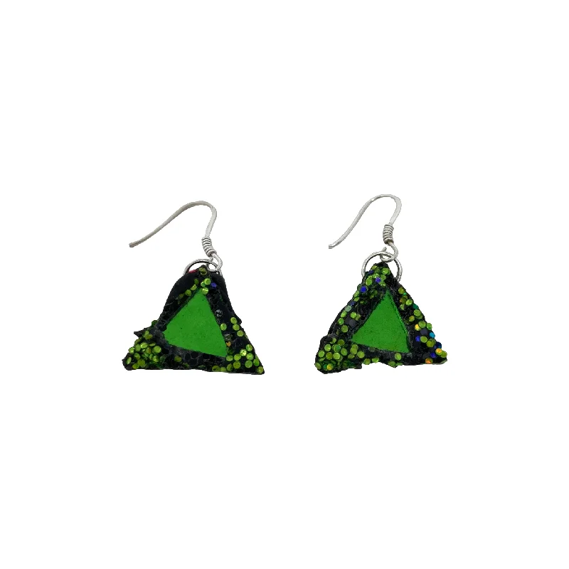 Chic Dangle Earrings-Chic Dangle Earrings-GREEN TRIANGLE PENDANT EARRINGS, 2023