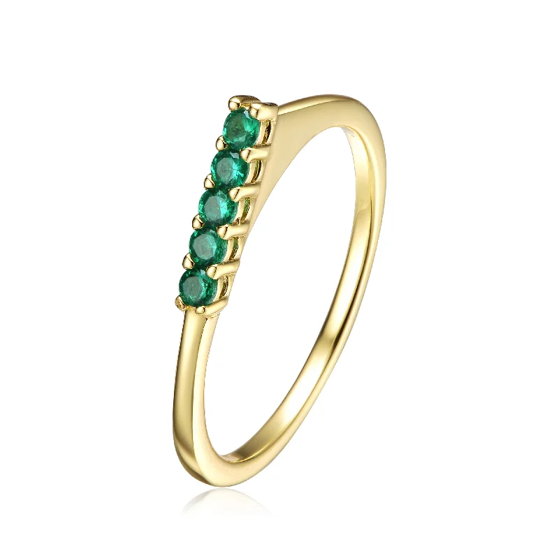 Wedding Ring with Eternity Band-Natural Stone Earrings-Camille Waterfall Green and Golden Stacking Ring