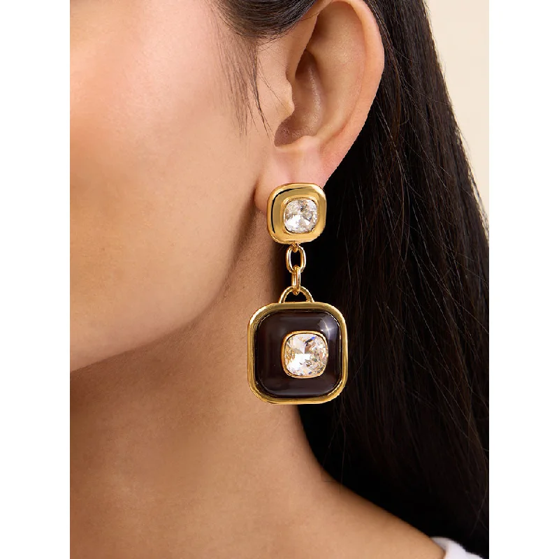 Statement Earrings for Women-Statement Earrings for Women-Isharya Chunky Crystal in 18Kt Gold Plated Earrings